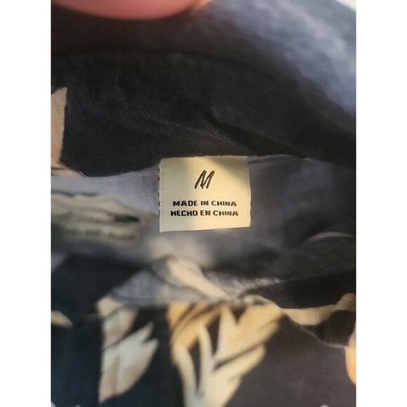 Seapointe Hawaiian Short Sleeve Cotton Button Front Shirt Men's M Blue Beige - Picture 3 of 7